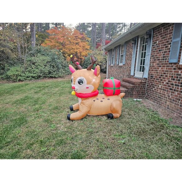 🆕6FT Christmas Inflatables Christmas Elk Blow up Yard Lawn Outdoor Decorations - Picture 2 of 10